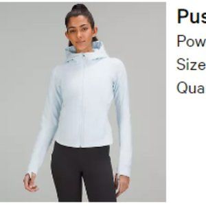 Lululemon. Push Your Pace Jacket. Powder Blue. Size 4.